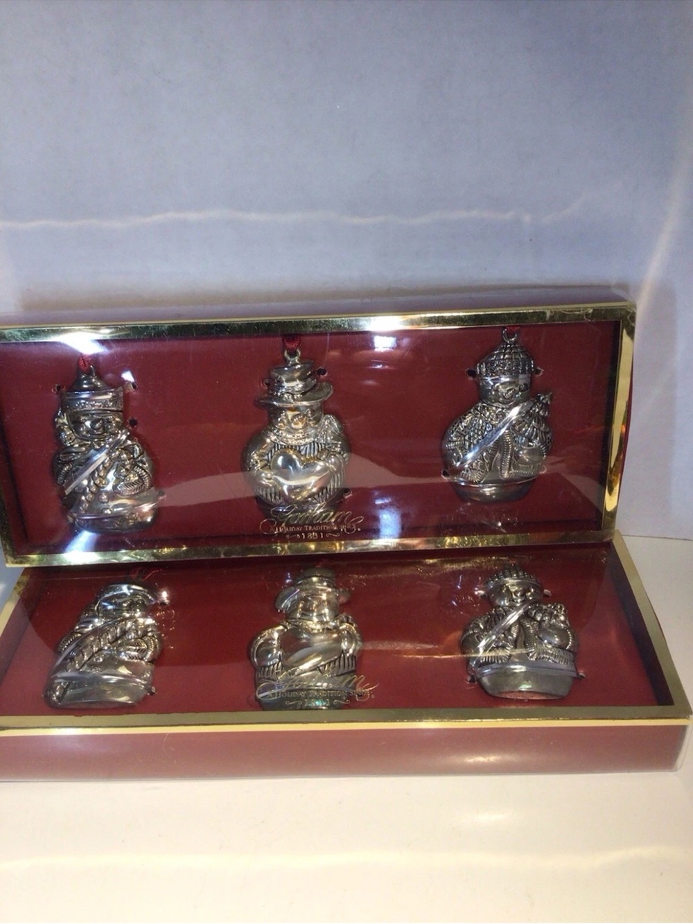 Gorham Silver-Tone Snowman Christmas ornaments
